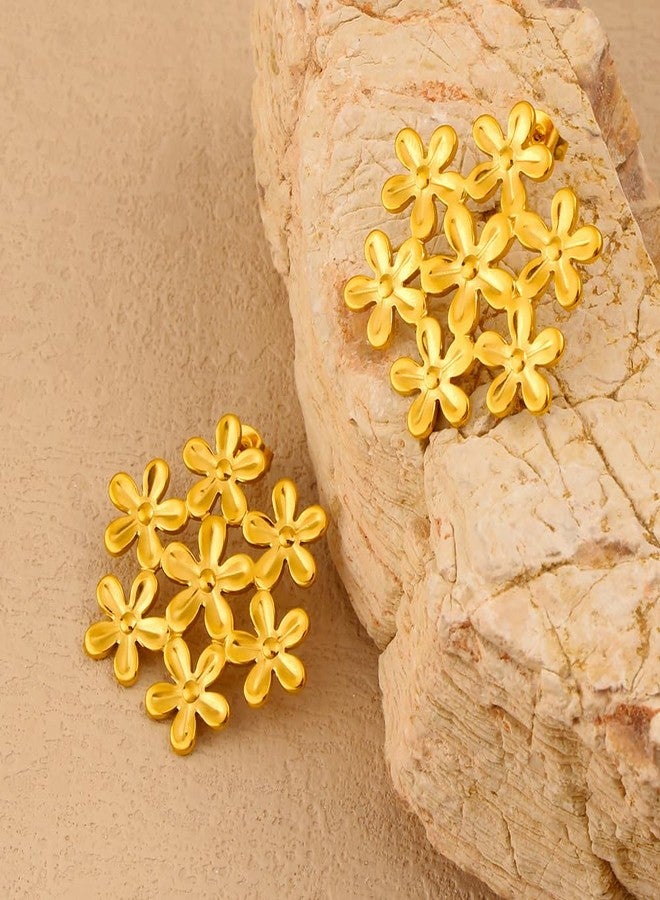 AMAAL Flower earrings set for women stylish earinging western Stylish Pearl Chunky Golden Dainty Small Huggie Hoop Earrings | Aesthetic Hoops Bali Studs | Korean Fashion Jewellery for Women Girls 193 - Image 5