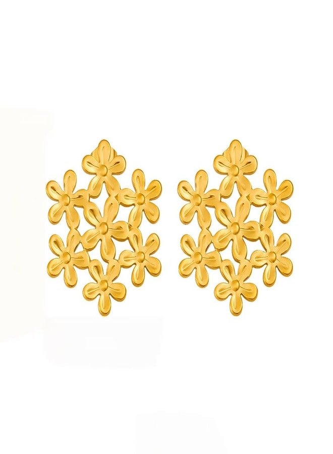 AMAAL Flower earrings set for women stylish earinging western Stylish Pearl Chunky Golden Dainty Small Huggie Hoop Earrings | Aesthetic Hoops Bali Studs | Korean Fashion Jewellery for Women Girls 193 - Image 1
