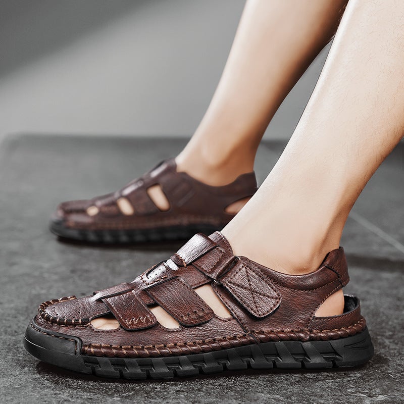 Summer Men'S Sandals Non-Slip Anti-Odor Leather Sandals Men'S Dad Large Size Beach Shoes - Image 2