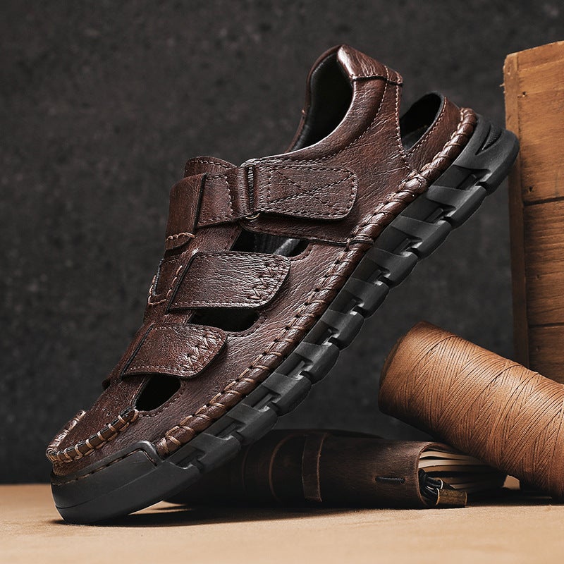 Summer Men'S Sandals Non-Slip Anti-Odor Leather Sandals Men'S Dad Large Size Beach Shoes - Image 3