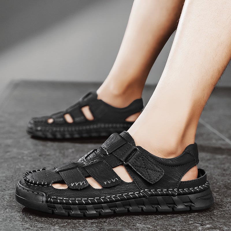 Summer Men'S Sandals Non-Slip Anti-Odor Leather Sandals Men'S Dad Large Size Beach Shoes - Image 5