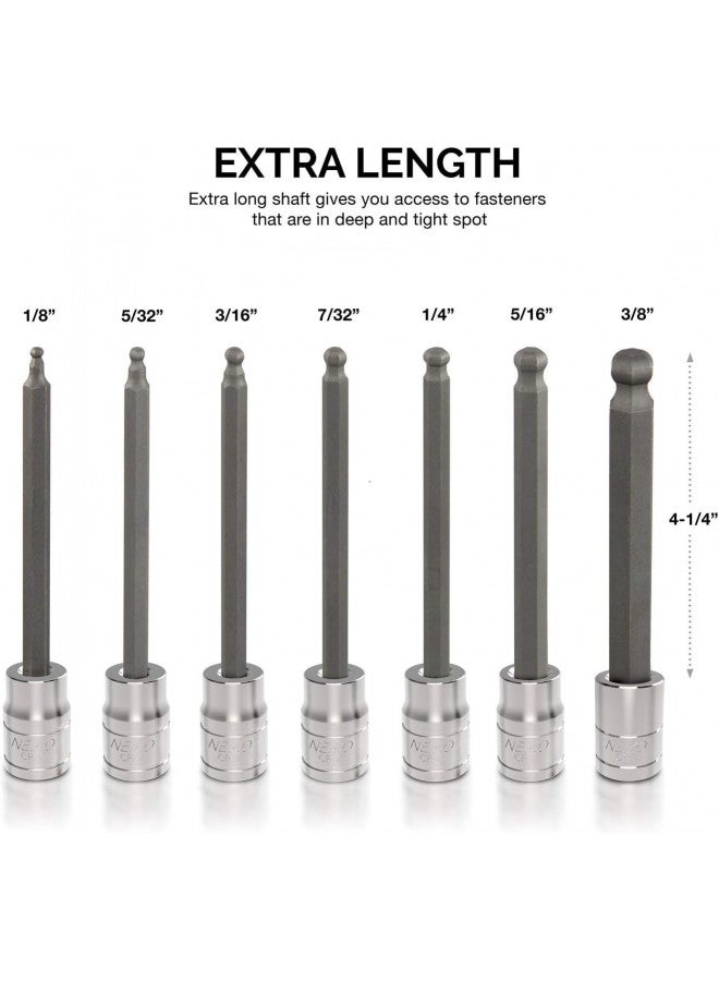 Neiko Neiko 10072A 3/8-Inch Drive Extra Long Allen Hex Bit Socket Set, SAE, 1/8-Inch - 3/8-Inch | S2 and Cr-V Steel, 7-Piece Set  - Image 4