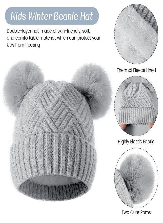 Clothclose Kids Winter Hat Gloves Scarf Set - Girls Toddler Hats Beanie, Children Thick Neck Scarf, Kids Warm Toddler Gloves, Grey, one size - Image 4