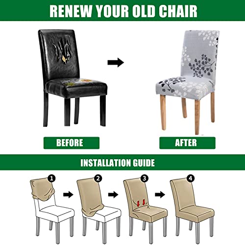 CRFATOP Dining Room Chair Covers Slipcovers Set of 4 with Bench Chair Cover tretch Dining Chair Covers Upholstered Bench Slipcover for Hotel Ceremony Banquet Wedding Party,18 - Image 4