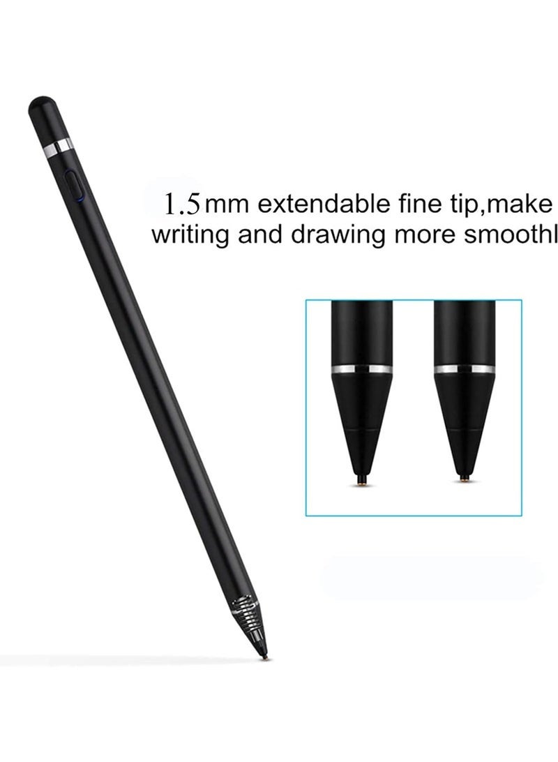 TIGER Rechargeable Digital Stylus Pen with 1.5mm Fine Point for Android, iOS, iPad & iPad Pro – Precision Touch Screen Pen for Drawing, Writing, Note-Taking, and Design – Compatible with Tablets and Smartphones – Sleek Black Color, Lightweight & Durable - Image 2