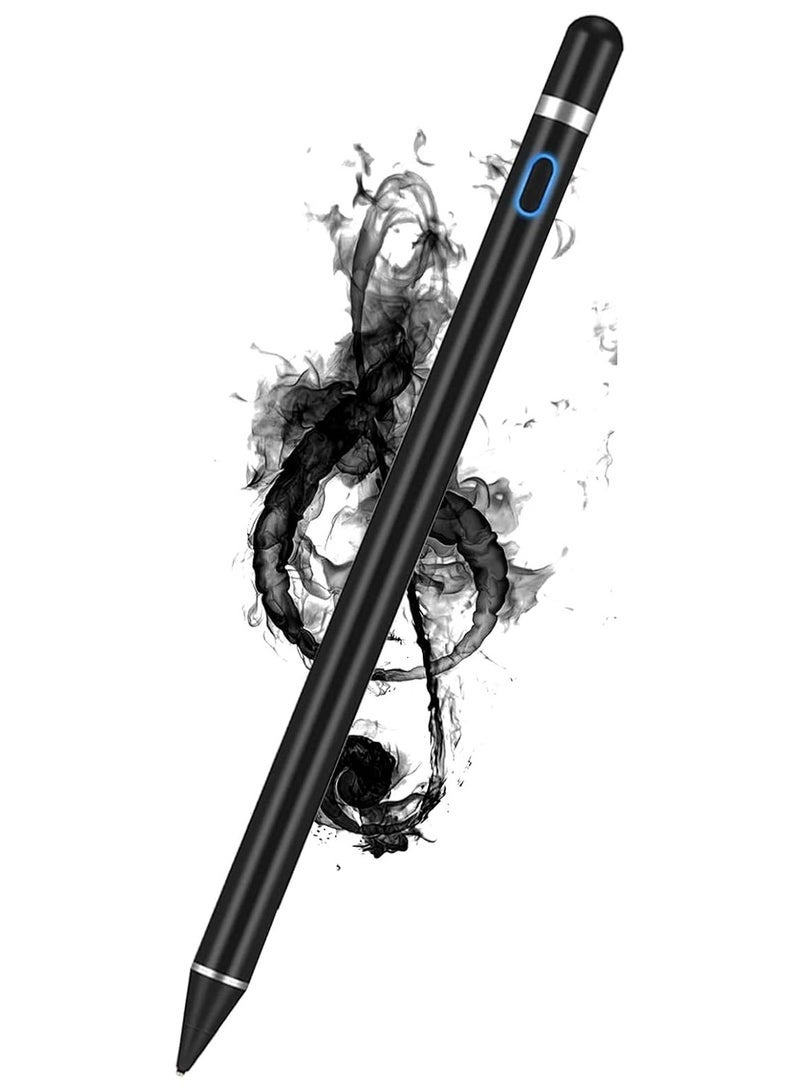 TIGER Rechargeable Digital Stylus Pen with 1.5mm Fine Point for Android, iOS, iPad & iPad Pro – Precision Touch Screen Pen for Drawing, Writing, Note-Taking, and Design – Compatible with Tablets and Smartphones – Sleek Black Color, Lightweight & Durable - Image 1