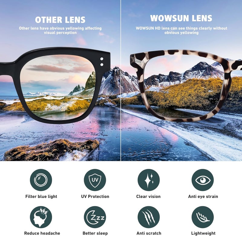 WOWSUN Unisex Stylish Nerd Non-prescription Glasses, Clear Lens Eyeglasses Frames, Fake Glasses - Image 4