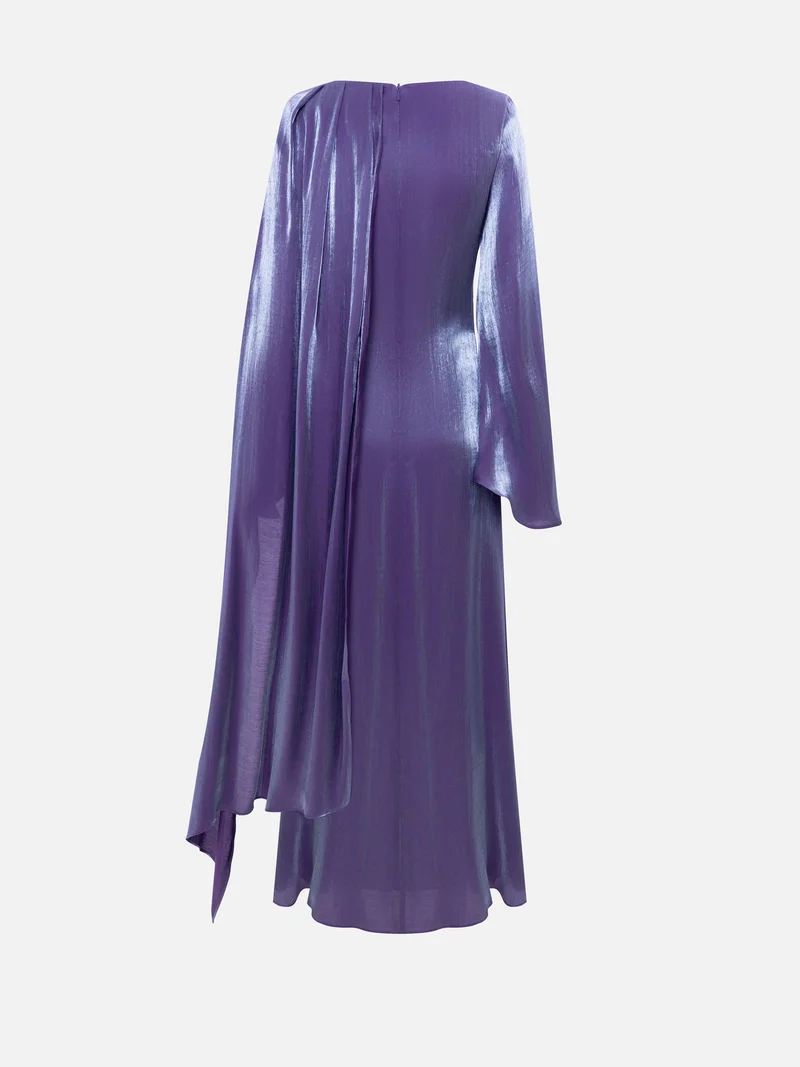 Lichi  Textured maxi dress with one shoulder cape for Women | Best Price UAE