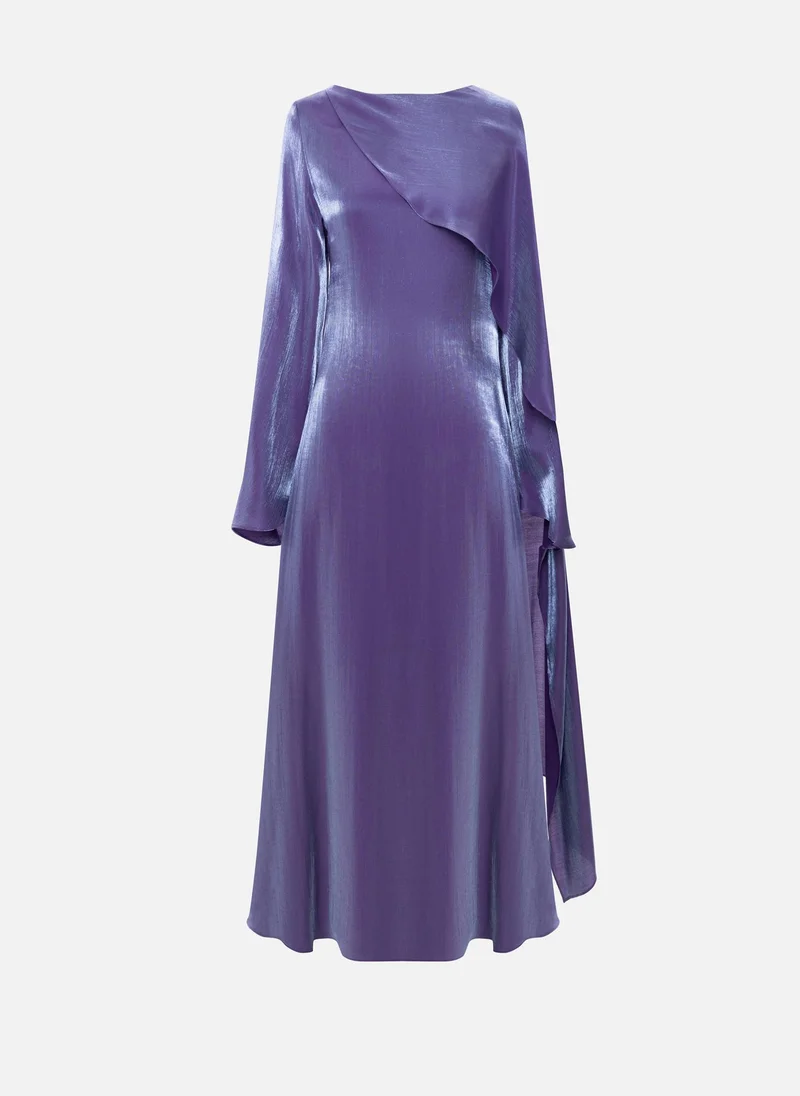 Lichi  Textured maxi dress with one shoulder cape for Women | Best Price UAE