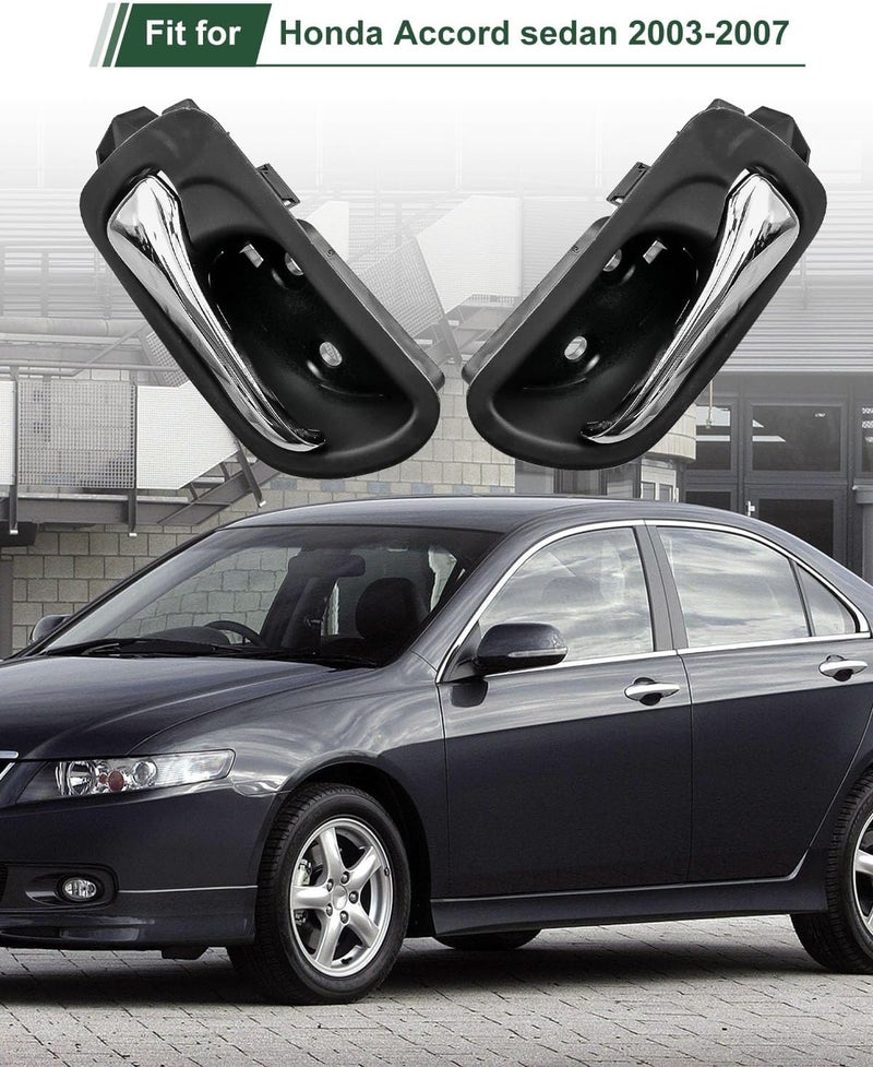 ULZOZN Interior Door Handle Set for Honda Accord Sedan 2003-2007 - Black Bezel with Chrome Lever - Image 3