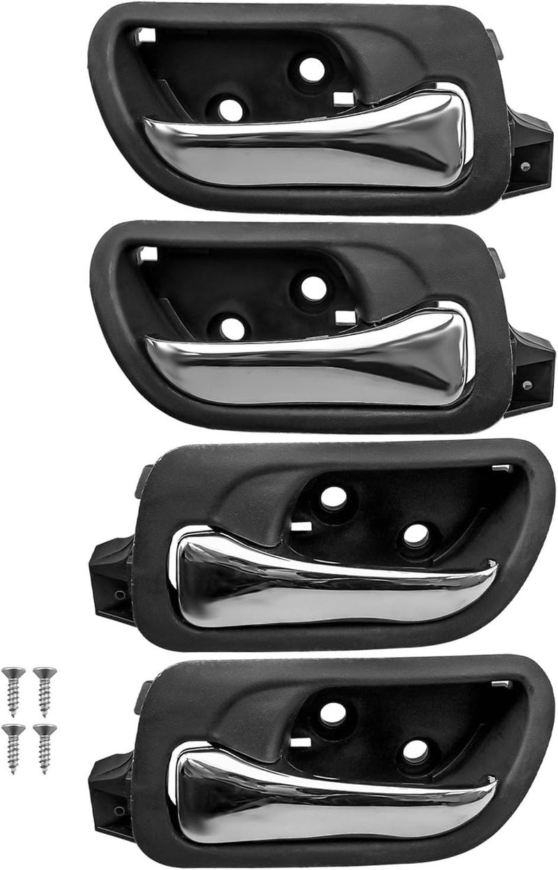 ULZOZN Interior Door Handle Set for Honda Accord Sedan 2003-2007 - Black Bezel with Chrome Lever - Image 1