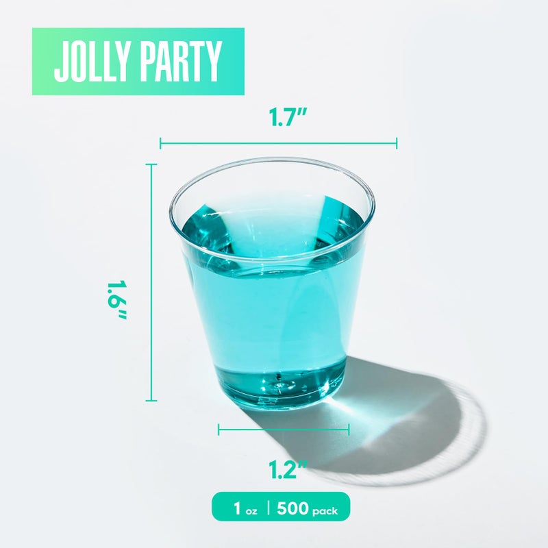 JOLLY PARTY 1 OZ 500 Pack Plastic Shot Glasses  Disposable Cups  1 Ounce Tasting Cups Party Cups Perfect for Whiskey  Wine Tasting  Food Samples  and Parties - Image 2