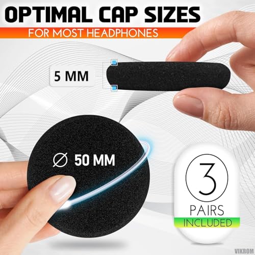 Sounce Headphone Cushion (50mm / 5cm) – 5mm Thick Replacement Earpads Foam Covers for On-Ear Headphones High-Density Soft Sponge Ear Cushions for Comfortable Listening (6 Pcs / 3 Pairs, Black) - Image 2