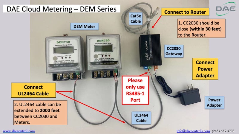 DAE DEM730P Electric kWh Submeter, RS485, 1P3W (2 Hot wire, 1 Neutral), 120/240V, 50A, Internal CT - Image 5