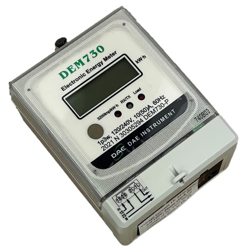 DAE DEM730P Electric kWh Submeter, RS485, 1P3W (2 Hot wire, 1 Neutral), 120/240V, 50A, Internal CT - Image 1