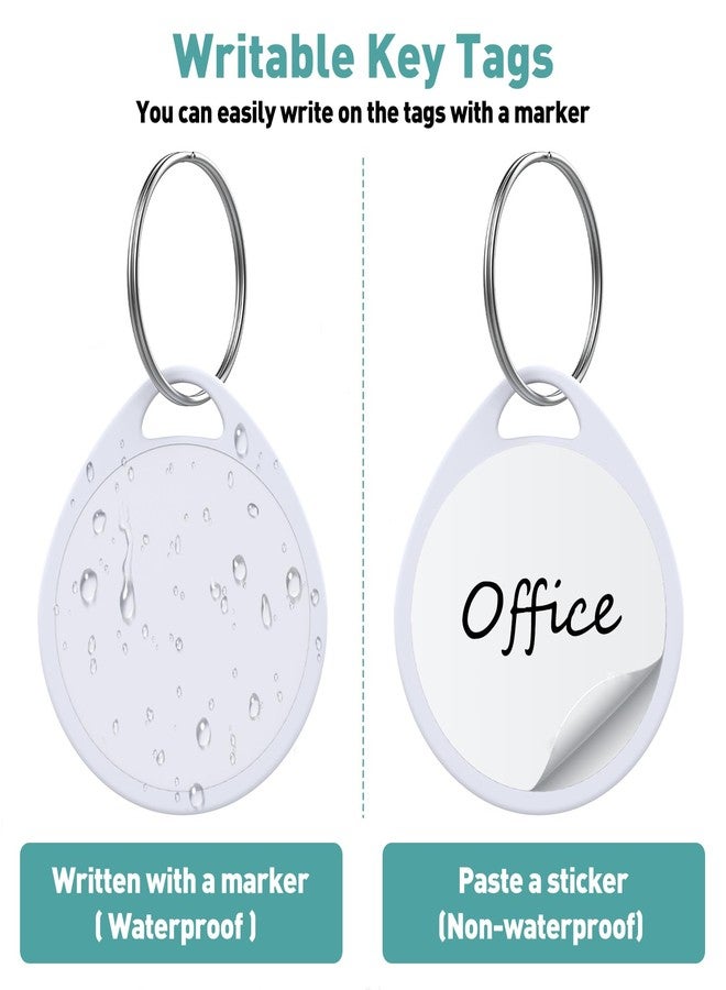 GoorDik 60 Pcs Key Tags 1.5 Inch Tough Plastic Reusable Key Tags Sturdy Round White Item Identifiers with Blank Paper Label Stickers and Split Rings - Ideal for Home,Office and Rental Management Use - Image 3