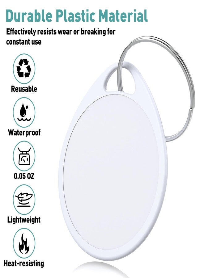 GoorDik 60 Pcs Key Tags 1.5 Inch Tough Plastic Reusable Key Tags Sturdy Round White Item Identifiers with Blank Paper Label Stickers and Split Rings - Ideal for Home,Office and Rental Management Use - Image 2