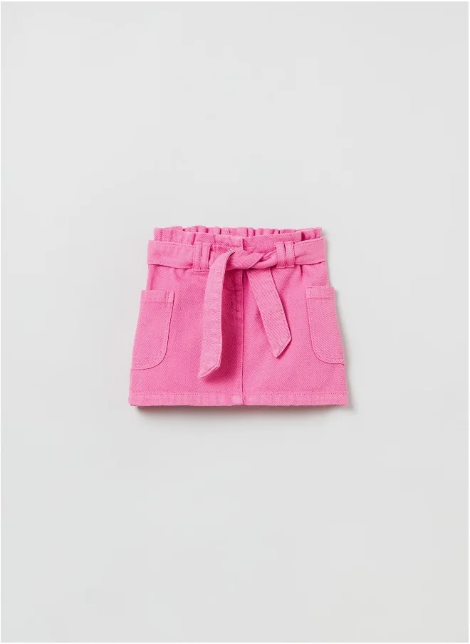 او في اس Denim skirt with belt and pockets