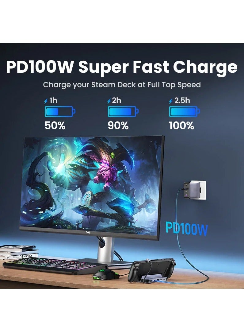 Steam Deck Dock, USB C Hub,  7 in 1 Docking Station for Steam Deck with SSD Port HDMI 2.0 4K@60Hz, Gigabit Ethernet, 3 USB and USB-C（PD100W） Charge Port Compatible with Valve Steam Deck - Image 5