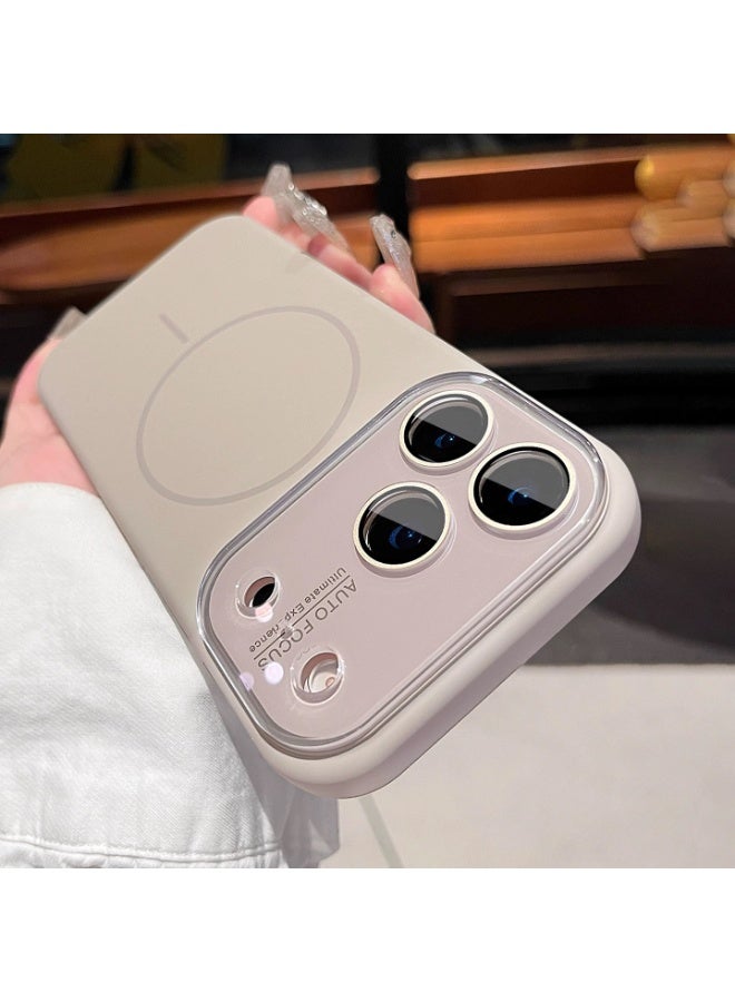 حالة السيليكون السائل المغناطيسي لـ iPhone 17 Pro Max مع حامي عدسة الكاميرا ، غطاء واقي مقاوم للصدمات مع حامي شاشة مدمج متوافق مع MagSafe رمادي - Image 2