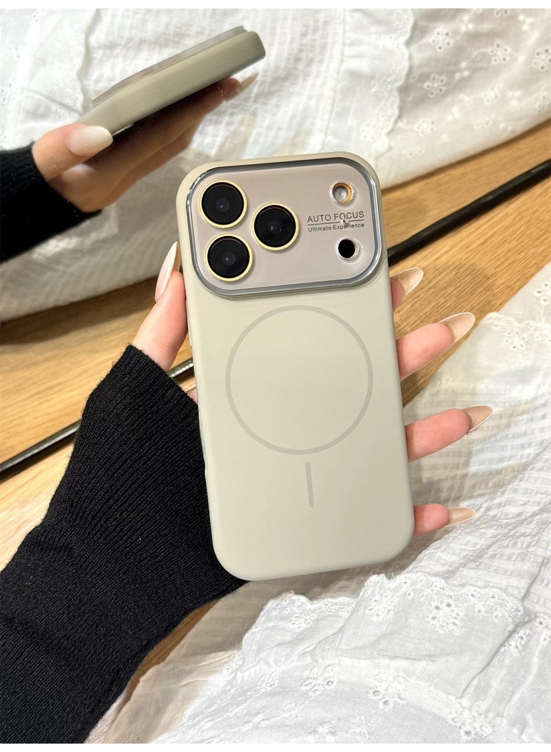 حالة السيليكون السائل المغناطيسي لـ iPhone 17 Pro Max مع حامي عدسة الكاميرا ، غطاء واقي مقاوم للصدمات مع حامي شاشة مدمج متوافق مع MagSafe رمادي - Image 3