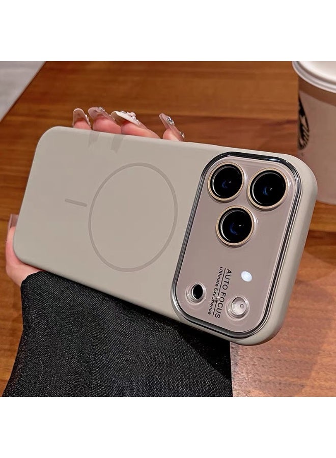 حالة السيليكون السائل المغناطيسي لـ iPhone 17 Pro Max مع حامي عدسة الكاميرا ، غطاء واقي مقاوم للصدمات مع حامي شاشة مدمج متوافق مع MagSafe رمادي - Image 4