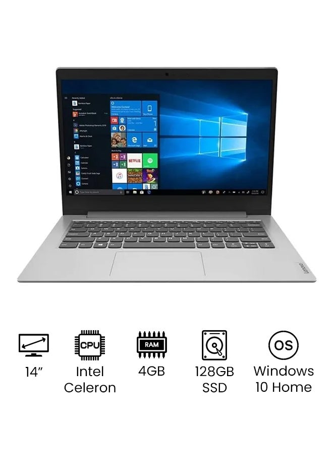 Lenovo (Upgraded Version) IdeaPad 1 14IGL05 Laptop With 14-Inch FHD Display, Celeron N4020 Processor/4GB RAM/128GB SSD/Intel UHD Graphics 600/Windows 10 Home/International Version English Platinum Grey - Image 1