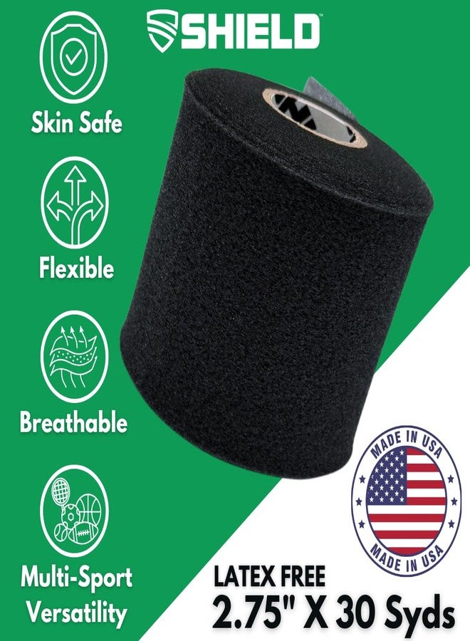 شيلد ضمادة رياضية داخلية من شيلد | عبوة كبيرة تحتوي على 48 لفة من الشريط اللاصق الرياضي الجاهز للارتداء، ربطة شعر، عصابة رأس، صنع في الولايات المتحدة الأمريكية، شريط لاصق رياضي جاهز للارتداء، 2.75 بوصة × 30 ياردة، حاجز رغوي، مرن، يسمح بمرور الهواء (أسود) - Image 2