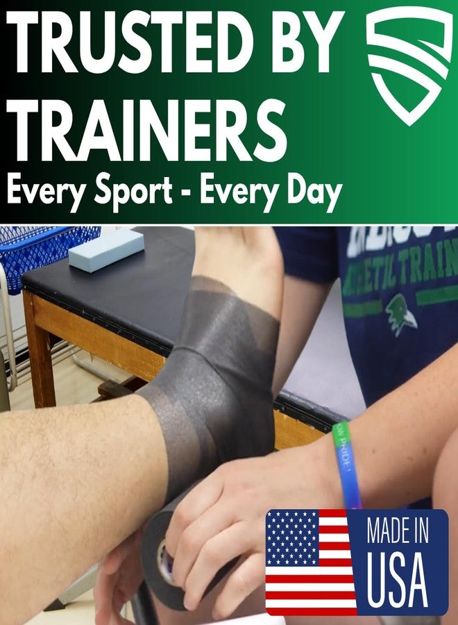 شيلد ضمادة رياضية داخلية من شيلد | عبوة كبيرة تحتوي على 48 لفة من الشريط اللاصق الرياضي الجاهز للارتداء، ربطة شعر، عصابة رأس، صنع في الولايات المتحدة الأمريكية، شريط لاصق رياضي جاهز للارتداء، 2.75 بوصة × 30 ياردة، حاجز رغوي، مرن، يسمح بمرور الهواء (أسود) - Image 4