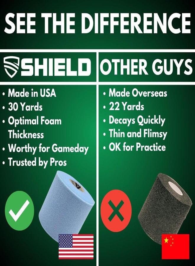 شيلد ضمادة رياضية داخلية من شيلد | عبوة كبيرة تحتوي على 48 لفة من الشريط اللاصق الرياضي الجاهز للارتداء، ربطة شعر، عصابة رأس، صنع في الولايات المتحدة الأمريكية، شريط لاصق رياضي جاهز للارتداء، 2.75 بوصة × 30 ياردة، حاجز رغوي، مرن، يسمح بمرور الهواء (أسود) - Image 5