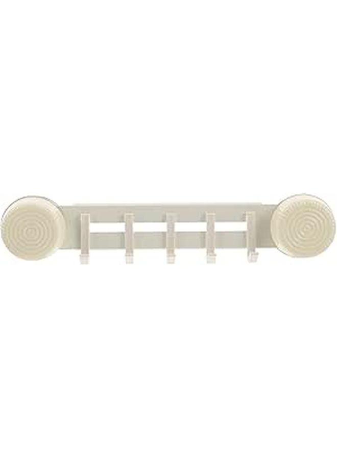 Milk Yellow Heavy Duty Suction Cup Hooks 5 Hook Wall Mount Rack for Kitchen Bathroom Towels Clothes - Image 1