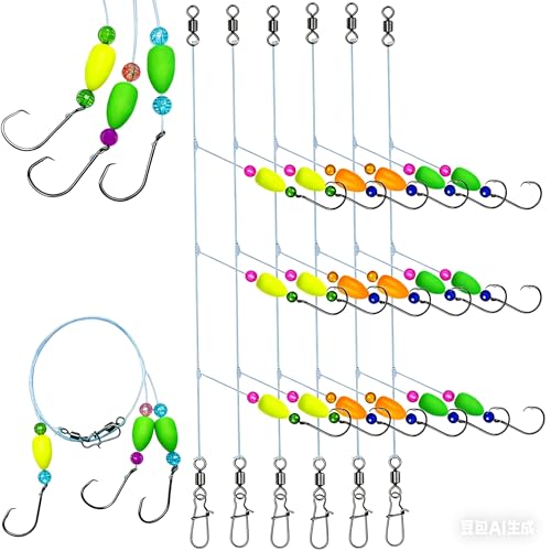 DAMIDEL 6Pcs Pompano Fishing Rigs Ready Kit3 in 1 Float Rigs with Triple 30 Circle Hook for Surf Fishing120 Fishing line 50in length50lbTension in freshwter and Saltwater - Image 1