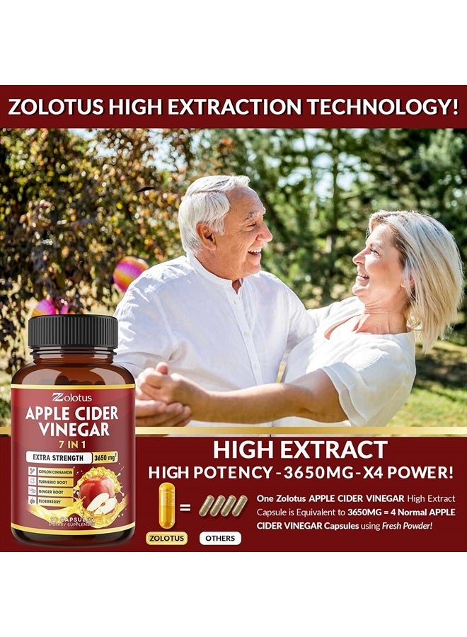 Zolotus 7 in 1 Apple Cider Vinegar Capsules, Equivalent to 3650mg, 3 Month Supply with Ceylon Cinnamon, Ginger Root, Turmeric, Elderberry, Best Supplement for Digestion, Immune  - Image 5