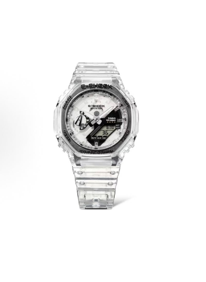 CASIO - octagonal sports waterproof and shockproof watch  GA-2100 silver black - Image 1