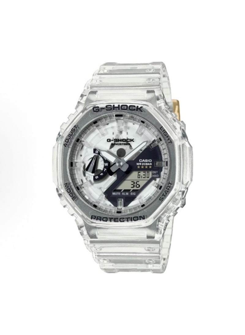 CASIO - octagonal sports waterproof and shockproof watch  GA-2100 silver black - Image 1
