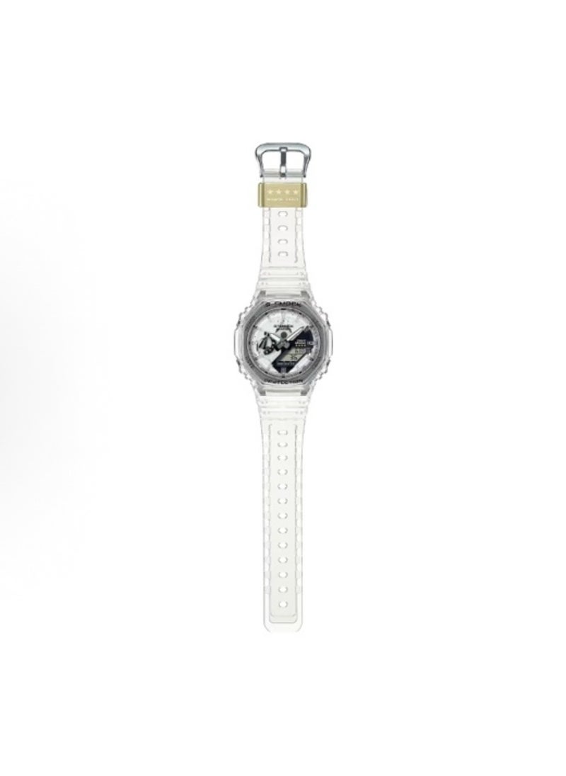 CASIO - octagonal sports waterproof and shockproof watch  GA-2100 silver black - Image 1