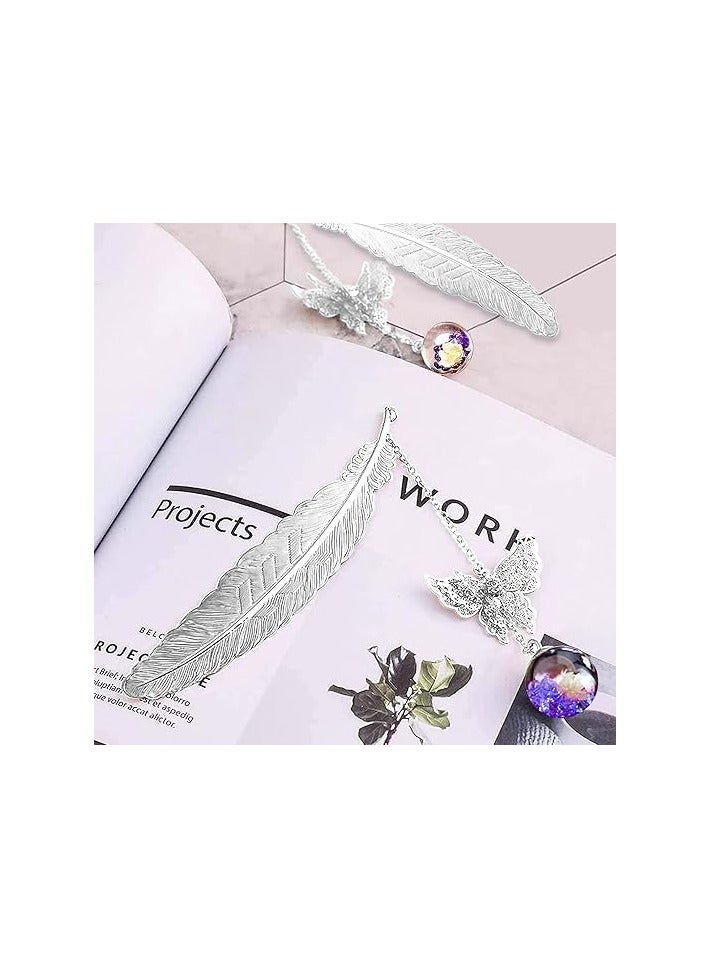 "هدية مثالية لعشاق القراءة والطبيعة: فاصل كتاب يعسوب وريشة مصنوع يدويًا " - Image 1