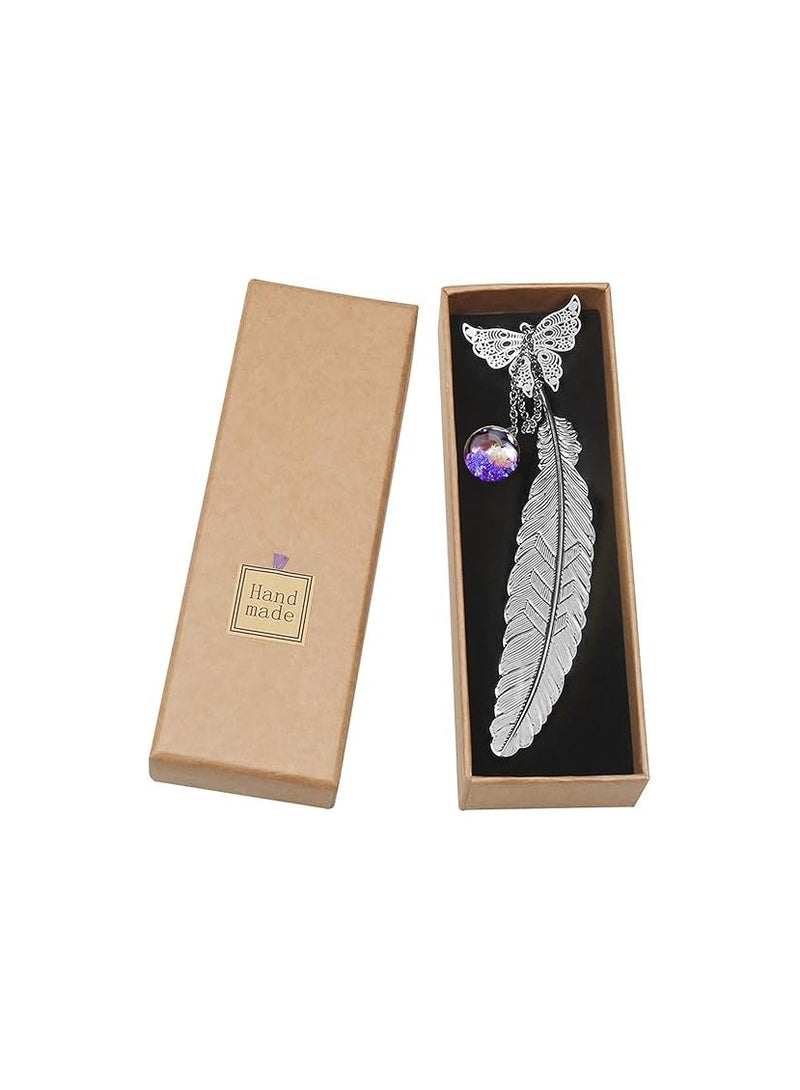 "هدية مثالية لعشاق القراءة والطبيعة: فاصل كتاب يعسوب وريشة مصنوع يدويًا " - Image 3