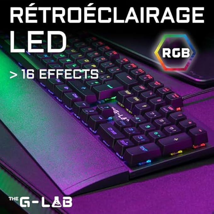 THE G-LAB KEYZ CARBON EX SPANISH MECHANICAL KEYBOARD QWERTY WITH BLUE SWITCHES GAMING KEYBOARD HIGH RESPONSE 16 BACKLIGHT MODES FAST RESPONSE TOTAL ANTI-GHOSTING PC PS4 - Image 3