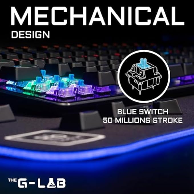 THE G-LAB KEYZ CARBON EX SPANISH MECHANICAL KEYBOARD QWERTY WITH BLUE SWITCHES GAMING KEYBOARD HIGH RESPONSE 16 BACKLIGHT MODES FAST RESPONSE TOTAL ANTI-GHOSTING PC PS4 - Image 2