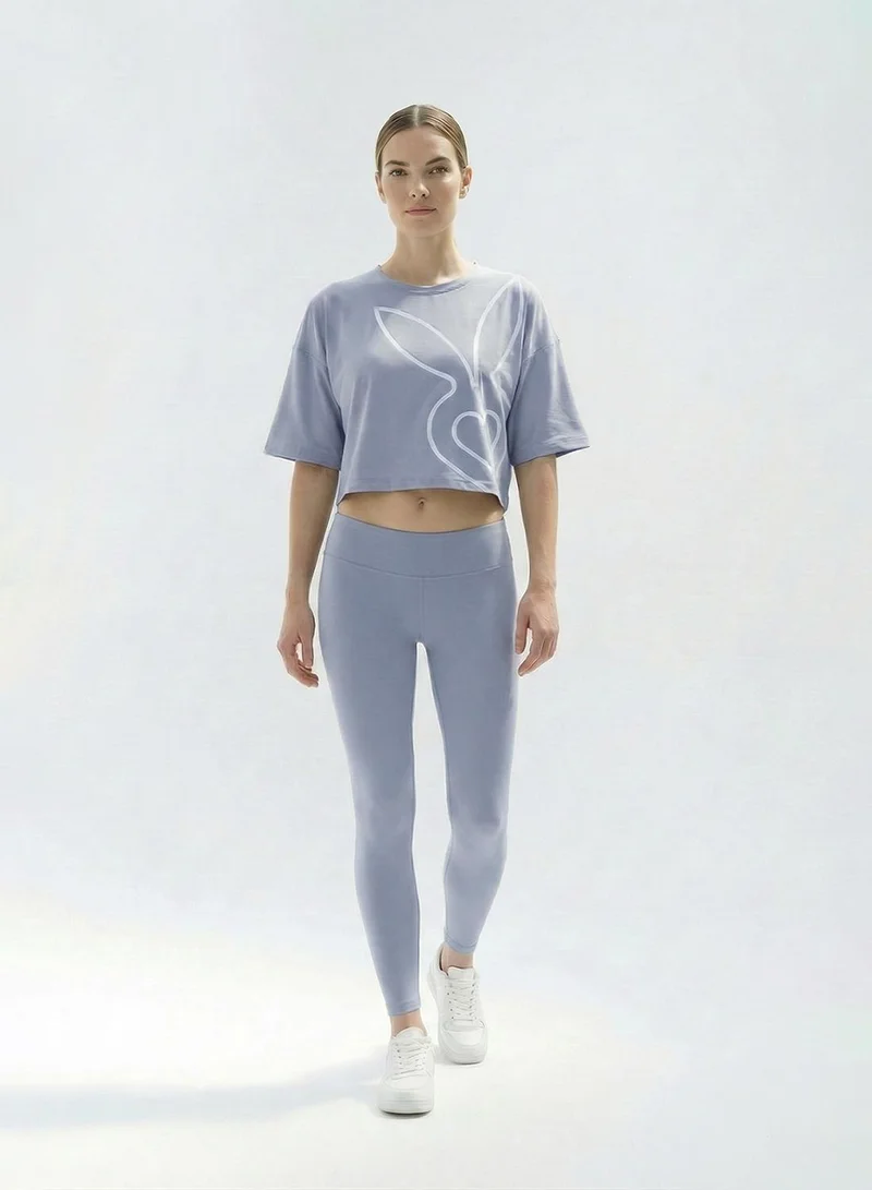 كارديو باني Women's Oversized Crop Graphic Printed Drop Shoulder T-Shirt
