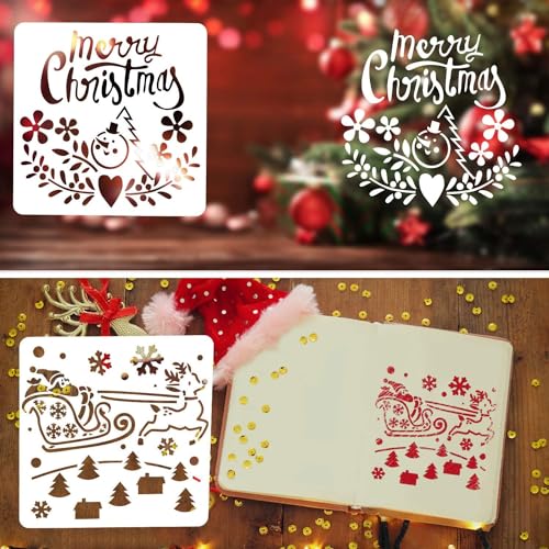 Leesgel 10 Styles Christmas Stencils for Painting, Drawing, Spraying & Crafts - Image 3