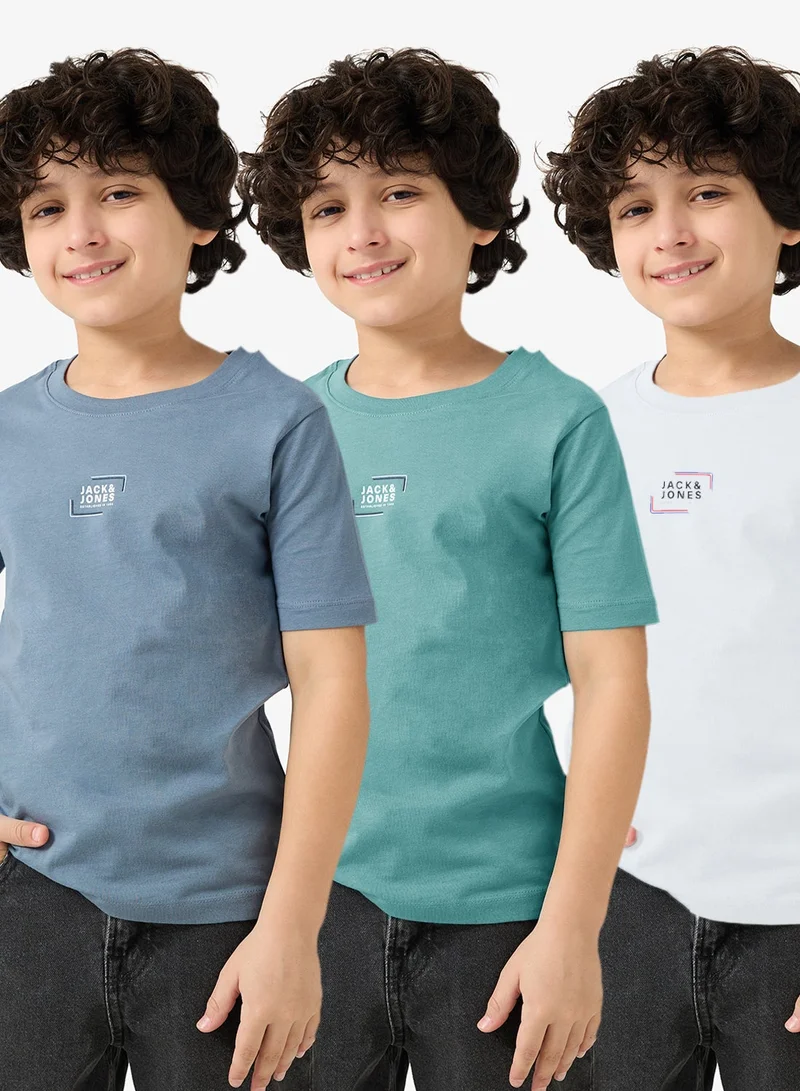 جاك وجونز جونيور طقم  قطع تي شيرت برسومات بياقة دائرية للأطفال