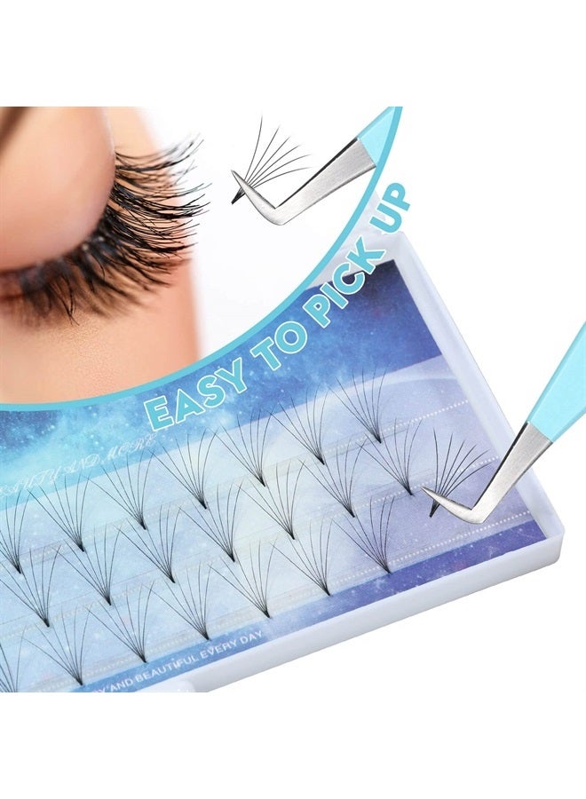 Ms.Queen Tweezers for Eyelash Extensions, 2Pcs Fiber Tip Isolation Tweezers and 90 Degree Mega Volume Tweezers Set for Extensions, Blue - Image 5