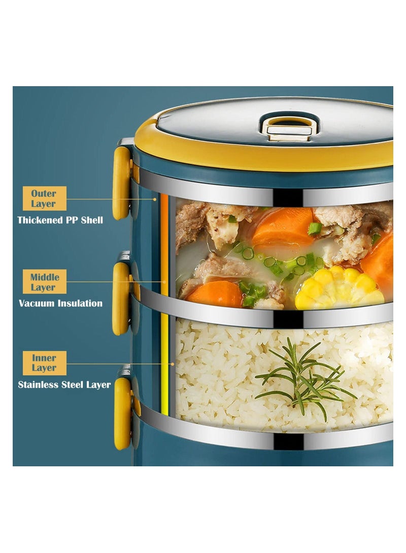 GGEROU Stainless Steel Bento Lunch Box for Adult Kids,3 Layers Stackable Thermos Lunch Box with Insulated Lunch Bag Spoon Fork (3 Layer) - Image 2