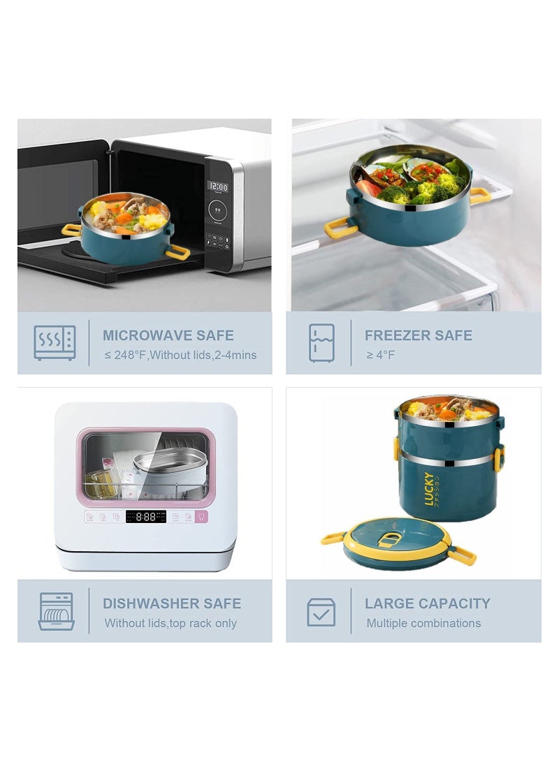 GGEROU Stainless Steel Bento Lunch Box for Adult Kids,3 Layers Stackable Thermos Lunch Box with Insulated Lunch Bag Spoon Fork (3 Layer) - Image 3