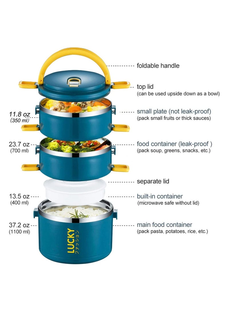 GGEROU Stainless Steel Bento Lunch Box for Adult Kids,3 Layers Stackable Thermos Lunch Box with Insulated Lunch Bag Spoon Fork (3 Layer) - Image 5