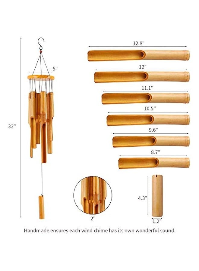 منتجات الخيزران الإبداعية أجراس الرياح الحرف الحلي ديكور الفندق قلادة نمط الرجعية هدية عيد ميلاد أنبوب الخيزران اليدوية - Image 4