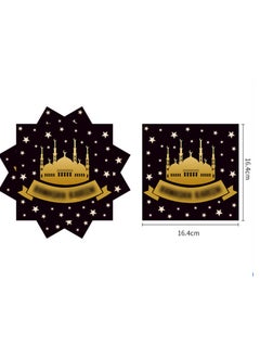 Y&D Eid Mubarak Party Paper Plates, Napkins, Plastic Tablecloth 169 pcs Disposable Ramadan Kareem Al-fitr Party Tableware Supplies Black Gold Islam Celebration Muslim Event Decoration  - Image 4