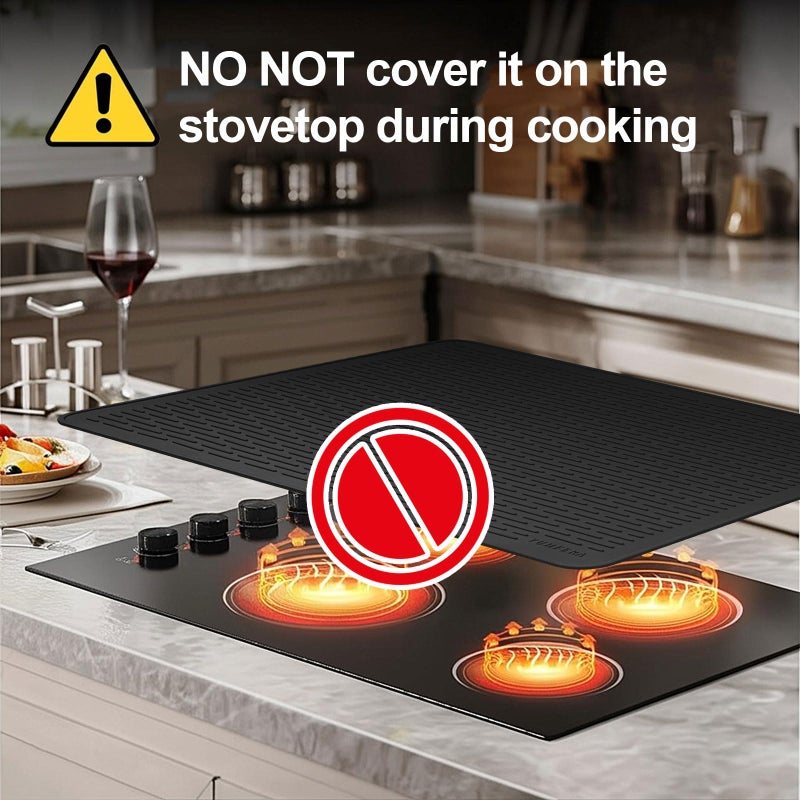 YUHFERA Stove Top Cover for Electric Stove - Silicone Stove Mat for Glass Top, Glass Cooktop Protector For Kitchen,Multi-functional Oven Covers for Electric Stove (Black,28 x 20) - Image 5